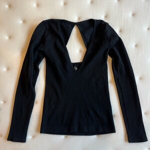 Free People Chic Black Long Sleeve Top